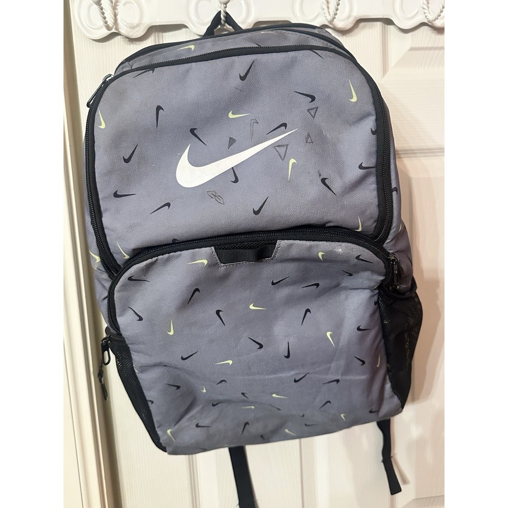 Nike Brasilia All Over Print Backpack Training Gym Gray/Black  Used